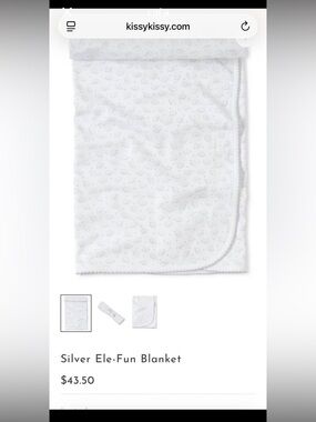 Kissy Kissy Silver Elephant Blanket Brand New with Tags